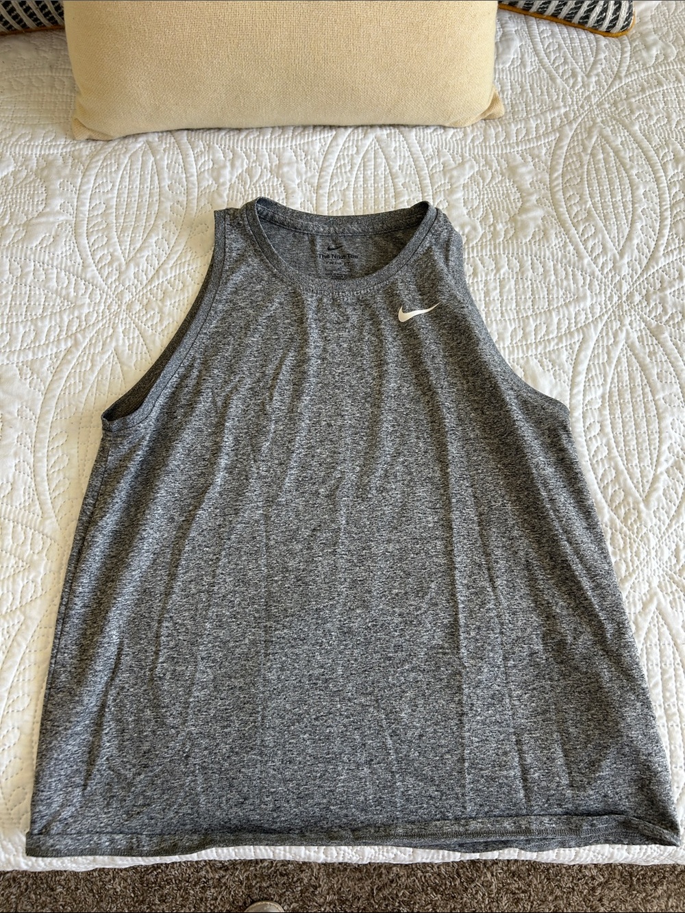 Nike Women’s Heather Gray Athletic Tank with White Swoosh